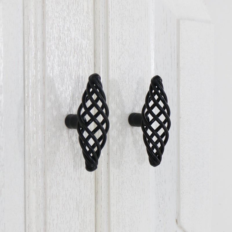 Pxyelec 6 Pack Muted Black Birdcage Nest Twist Cabinet Wardrobe Door Handle Drawer Cupboard Kitchen Dresser Pull Single Hole - Image 5